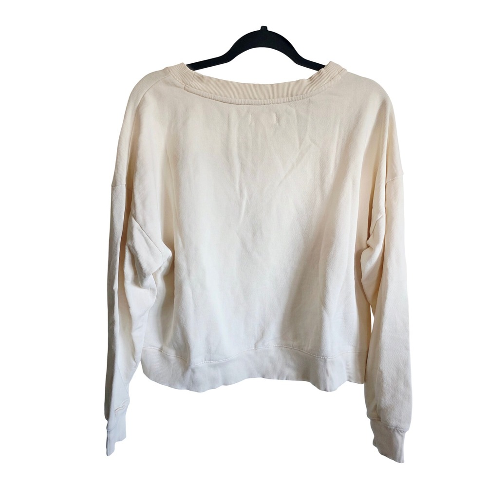 Maeve Anthropologie XL Blue Pearl Miami Beach Florida‎ Graphic Sweatshirt Cream - Picture 5 of 10